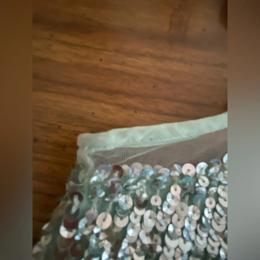 Renzo + Kai sequin mesh illusion tank size XS Mint Green